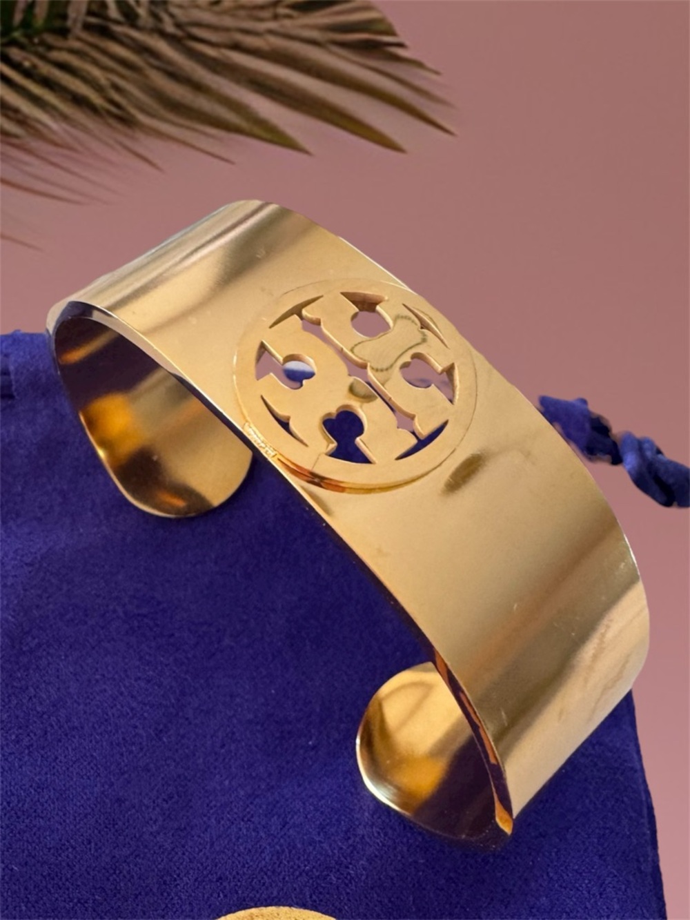 TORY BURCH GOLD LOGO CUFF BRACELET